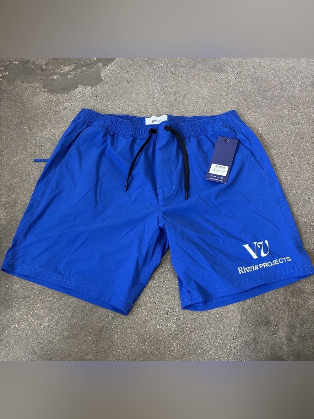 Rivii Projects Men’s Blue beach shorts Swim Trunks with Drawstring Waist